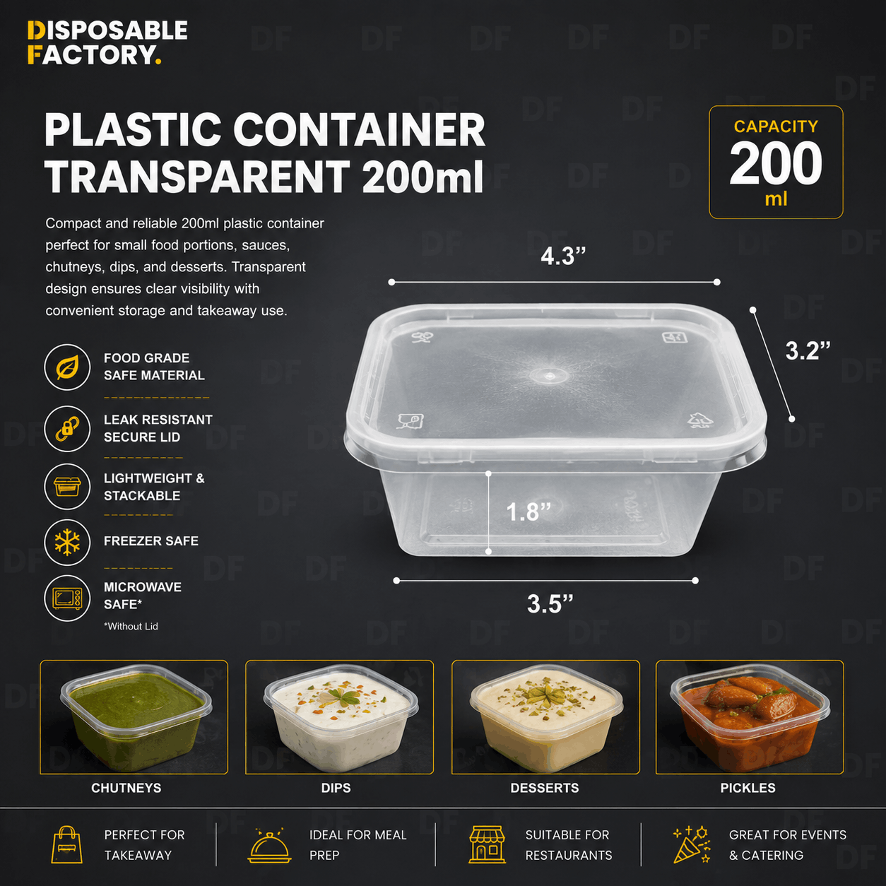 Plastic Container Transparent – 200ml