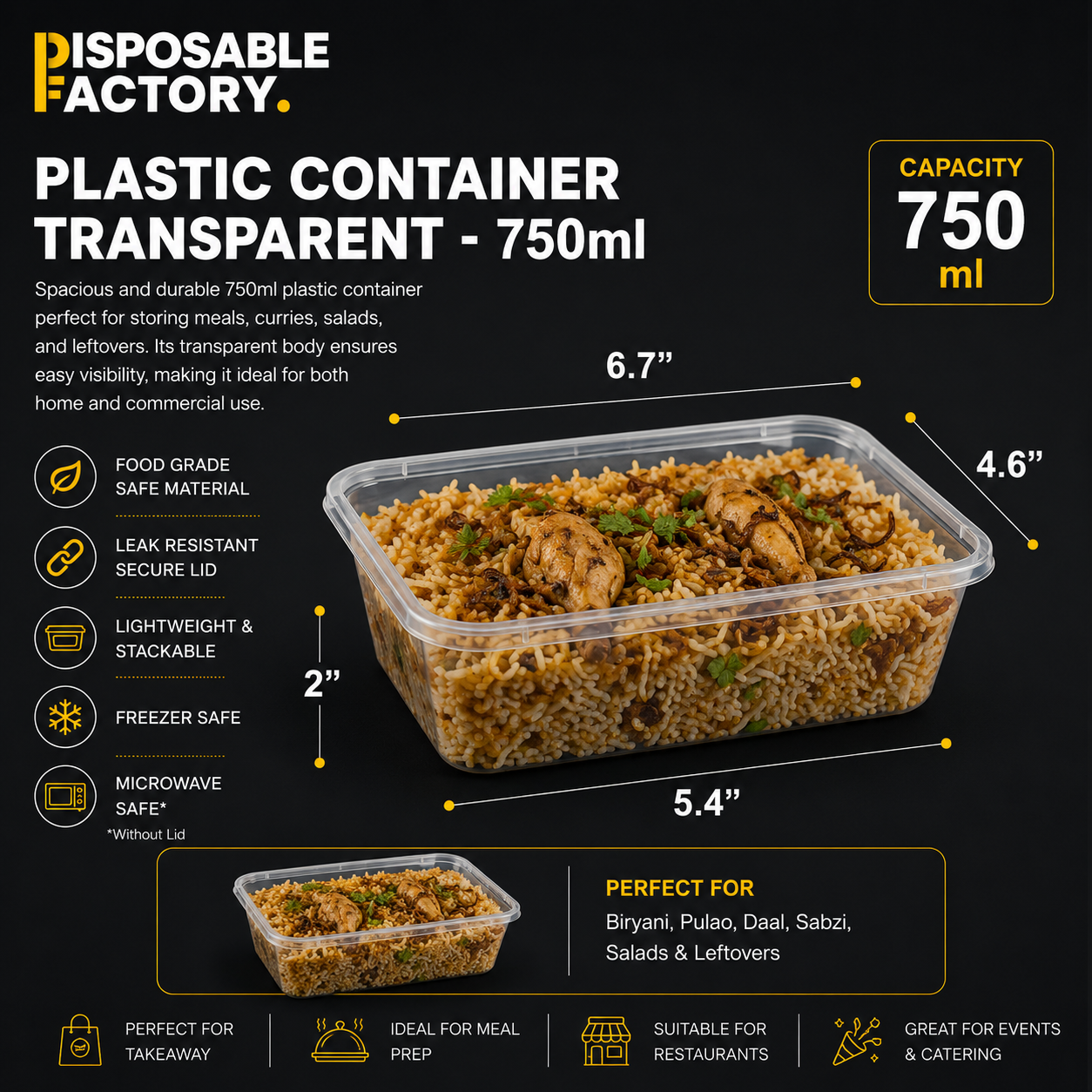 Plastic Container Transparent – 750ml