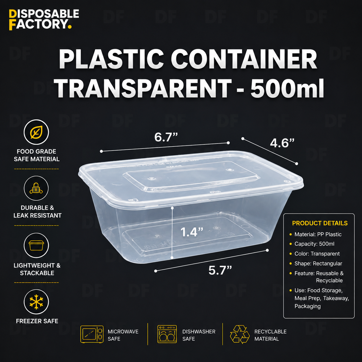 Plastic Container Transparent – 500ml