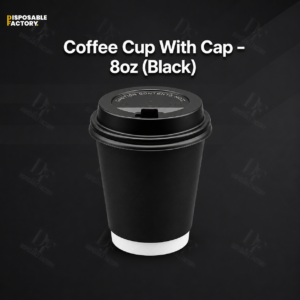 Coffee Cup With Cap – 8oz (Black)