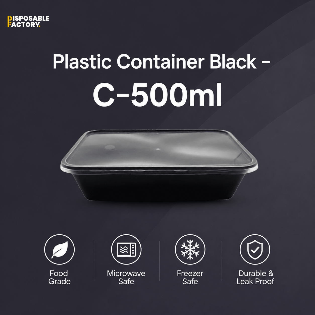 plastic container black c-500ml
