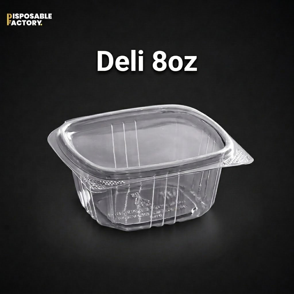 8oz clear rectangular deli container with lid