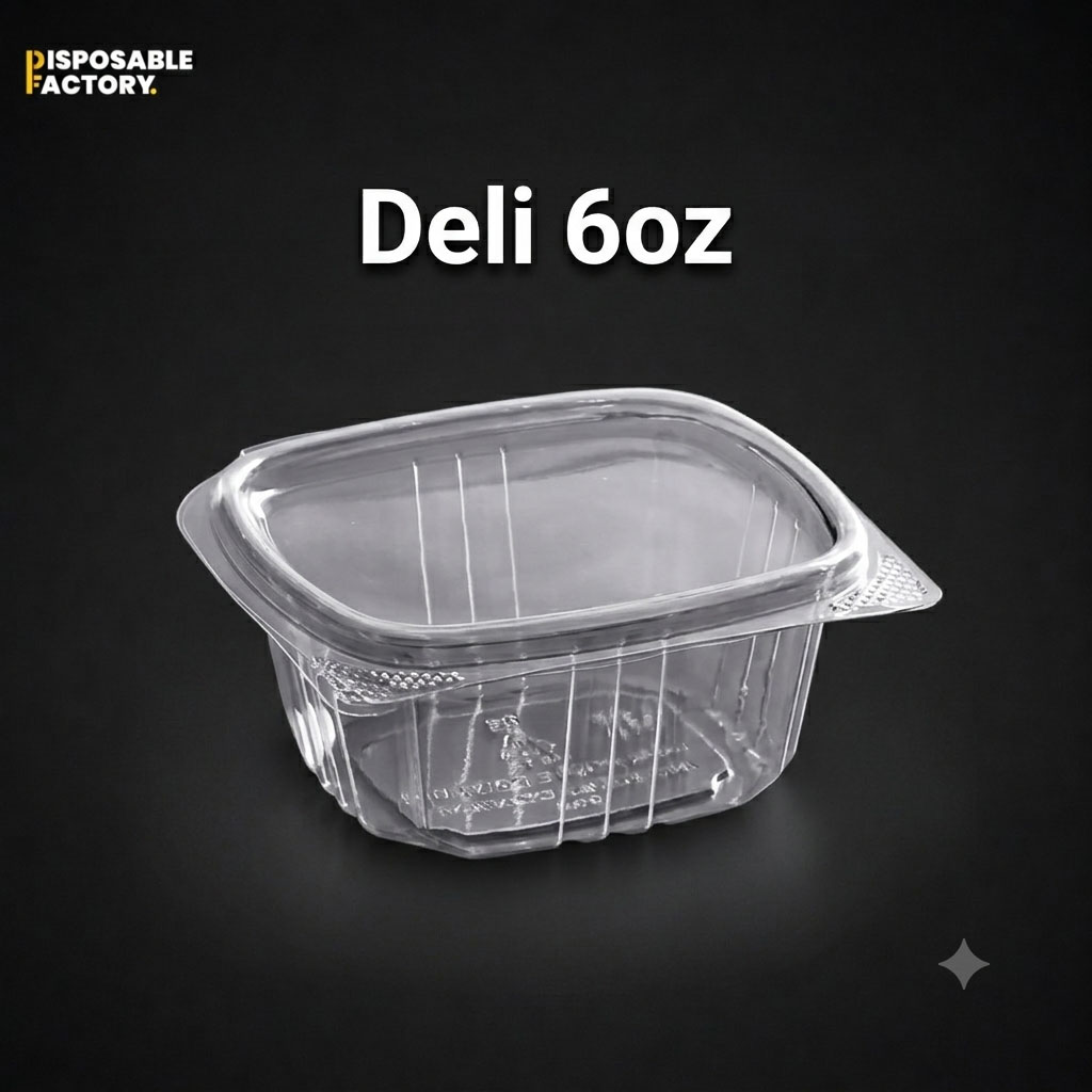 Delli 6oz 6oz clear rectangular deli container with lid