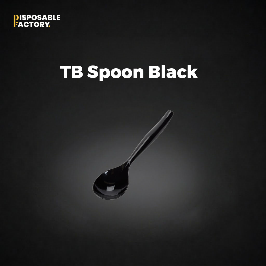 Black disposable plastic tablespoon